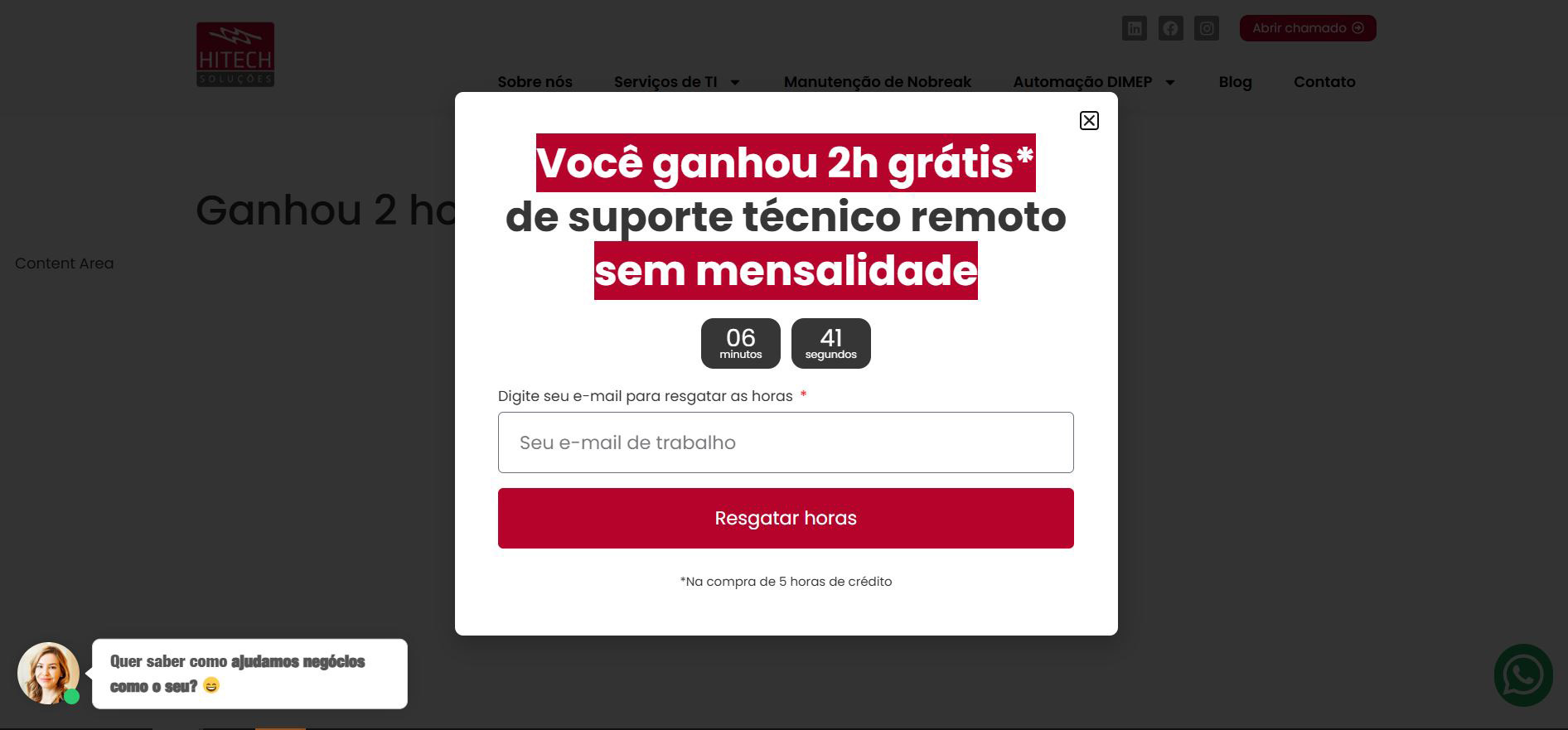 Pop-up de Captação