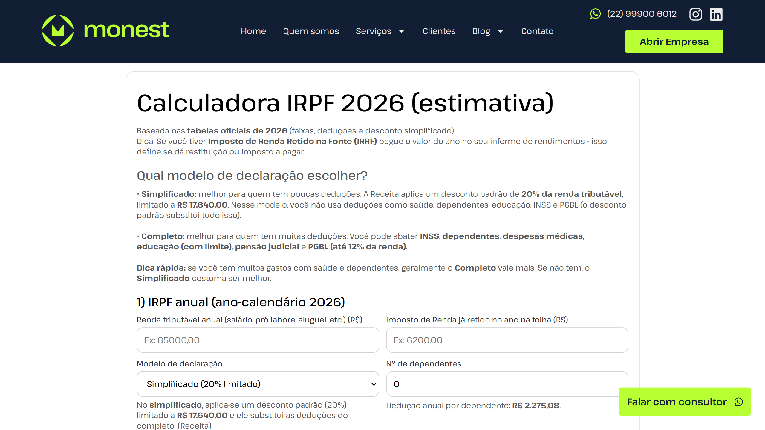 Calculadora de IR