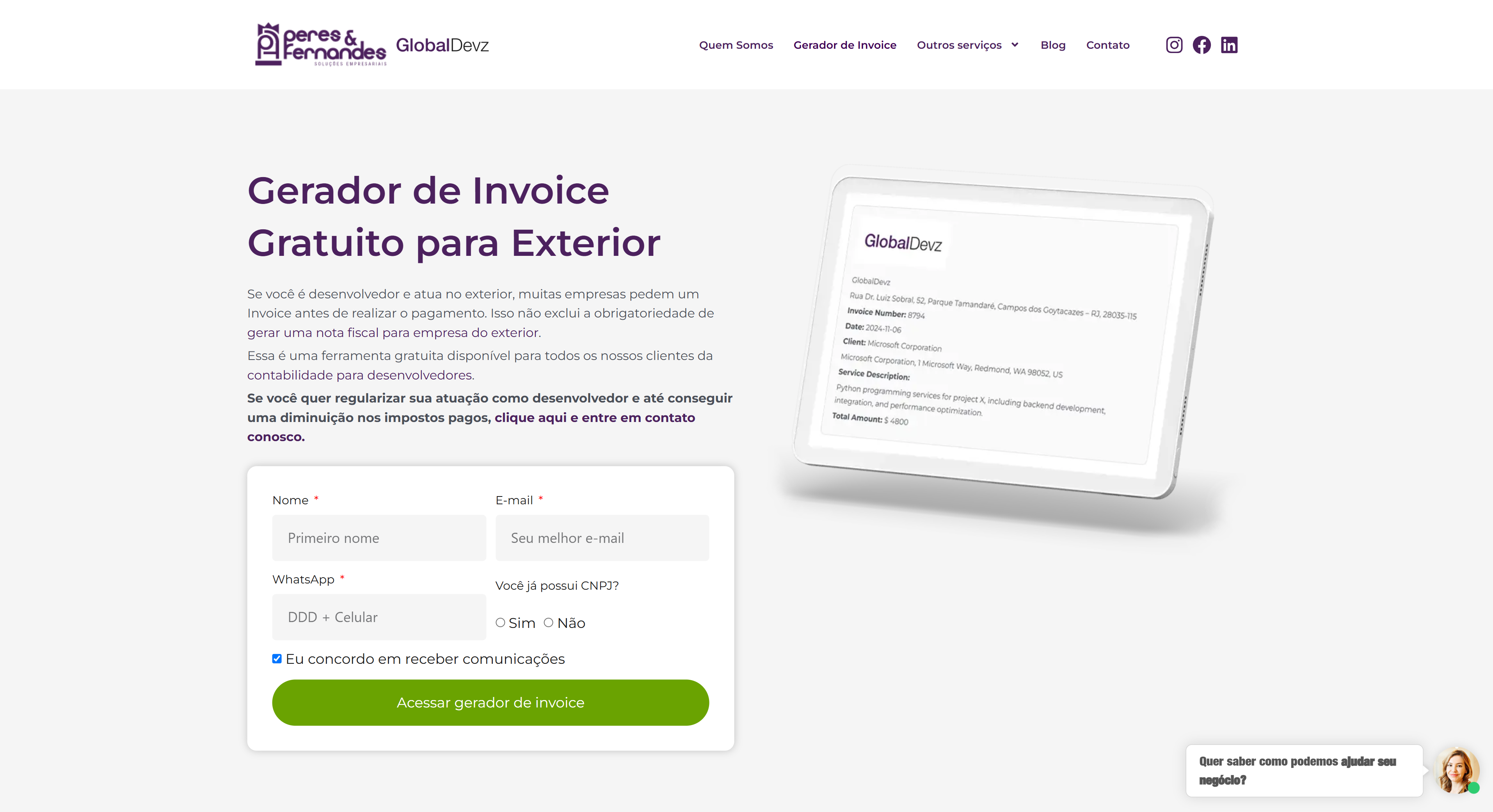 Gerador de Invoice
